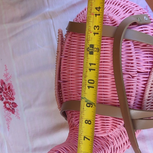NWOT Pink Flamingo Wicker Purse Bag Basket - Picture 10 of 13
